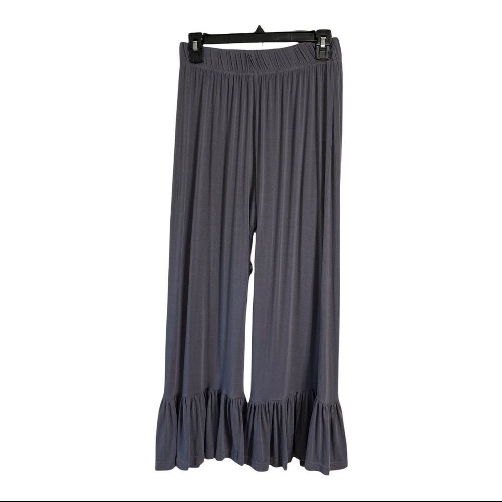 Womens Grey Ruffle Hem Wide Leg Lounge‎ Pants Size S